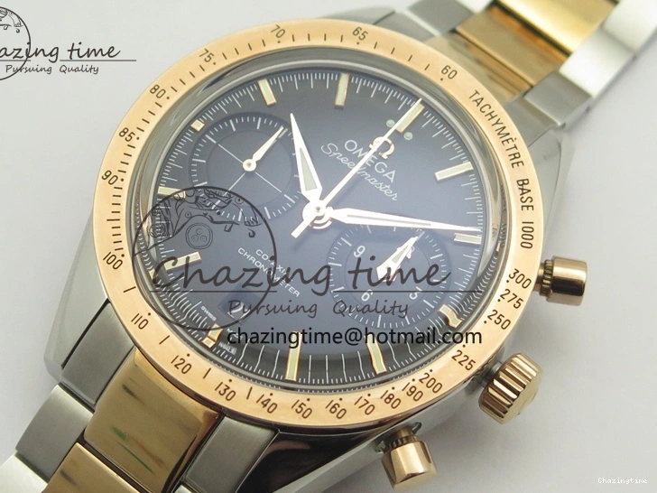 0116 Speedmaster ’57 Co-Axial SS RG OMF 1:1 Best Edition Black Dial On SS RG Bracelet A9300 (Free Leather Strap) RelaxedFit 8071